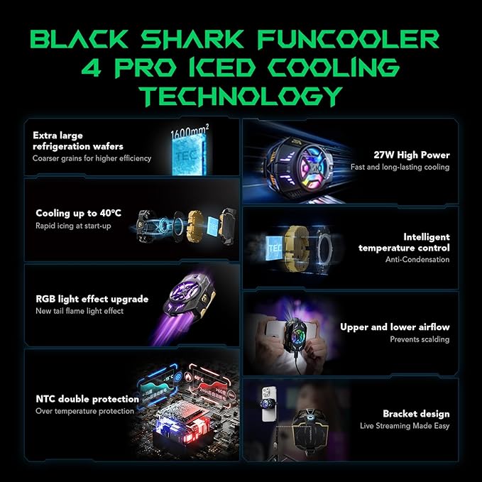 خنککننده موبایل بلک شارک مدل FunCooler 4 Pro | خنککننده فوقسریع ۲۷ وات گیمینگ - Image 4
