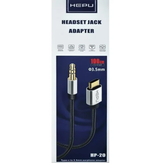 کابل تبدیل تایپ سی به AUX (جک ۳.۵ میلیمتری) Hepu HP-20
