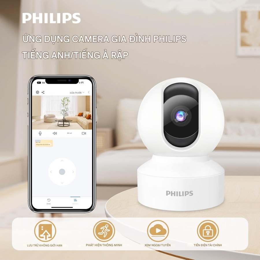 دوربین هوشمند چرخشی WiFi فیلیپس TAI6000W با دید 360 درجه - Image 2