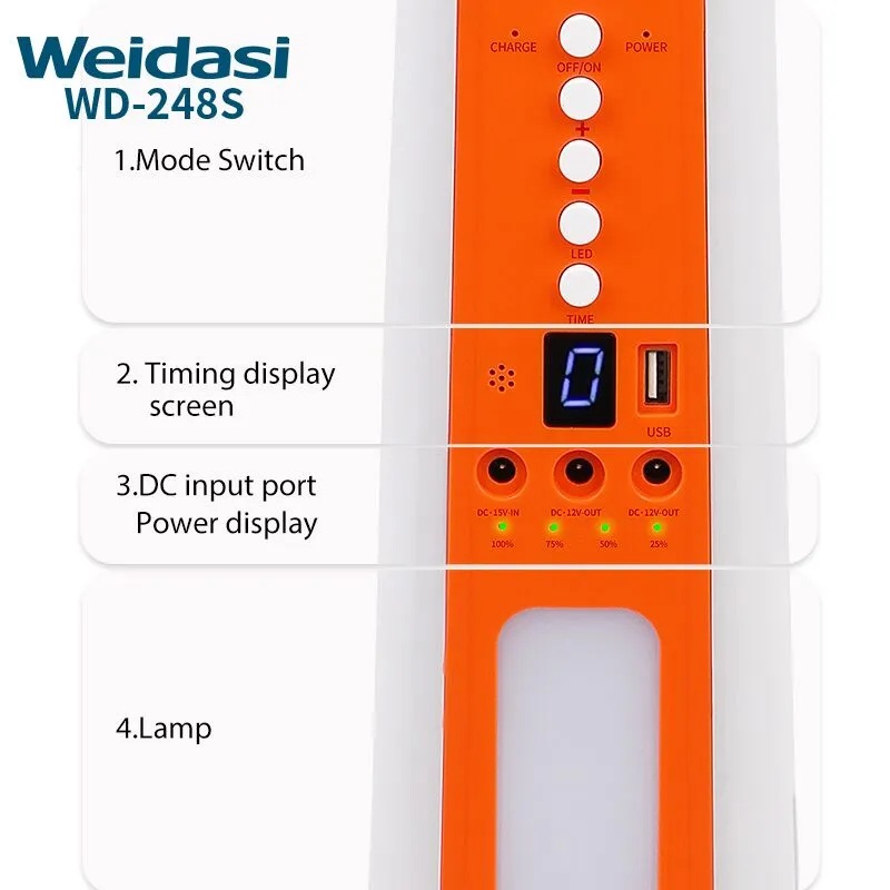 پنکه ایستاده شارژی 18 اینچ ویداسی مدل weidasi WD-248 با چراغ LED - Image 4